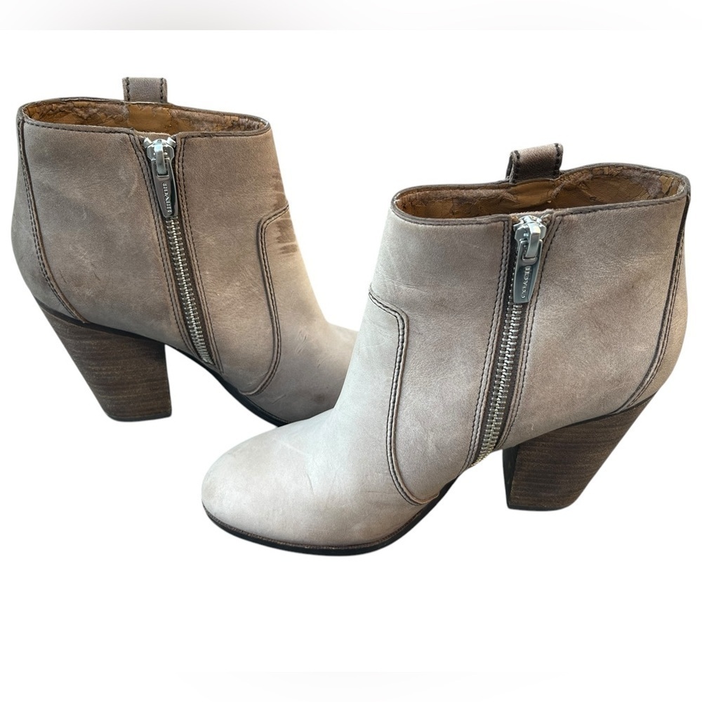 Coach Haven Tan Leather Studded Ankle Booties- Size 6B - Picture 5 of 14